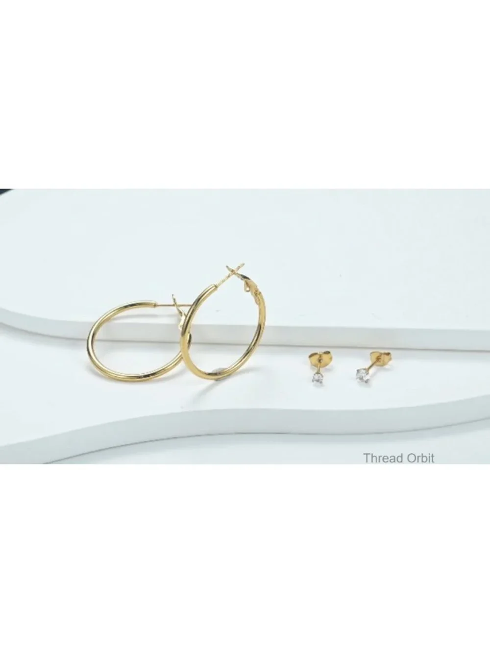 5 Pairs Gold Stud Hoop Earrings Set Hypoallergenic 14K Gold Plated for